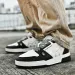 Men Women White Grey Leather Skate Shoes Embossed Bear Pattern Thick Platform Lace Up Casual Sneakers_vogvips.com