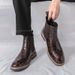 New Fashion Chelsea Boots Men's Business Black Top Leather Shoes Cover Round Toe British Style End Boots Casual Leather Boots_vogvips.com