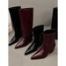Women's Western Style Knee High Boots With Chunky Heel And Pointed Toe Classic Cowboy Boots For All-Day Comfort Boots, Fashion Boots._vogvips.com