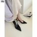 Sea Salt Blue French Temperament Bag Head Sandals Women's 2026 Summer New Thin Heel Pointed Back Empty Single Shoes_vogvips.com