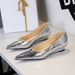 7200 French Retro Banquet Pointed-toe Wedge Women's With Metallic Finish, Elegant Hand-grained Texture, Comfortable And_vogvips.com