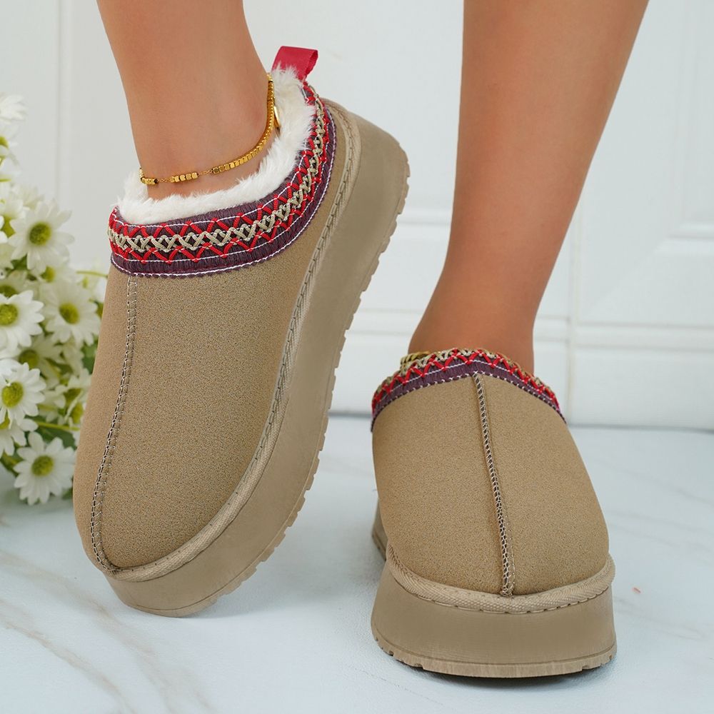 SHLIANG Snow Boots for Women Winter New Cashmere Warm Thick Soles Without Heel-covered Hair Half Slipper Cotton Shoes for Women Y0076_vogvips.com