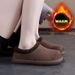 Round Headed Flat Cotton Shoes For Autumn And Winter Of 2025, New Style With One Foot Low Top Fur Shoes And Plush Boken Shoes For Women_vogvips.com