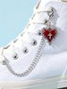2PCS Grunge Punk Vintage Gothic Red Heart, Rose, Cross Punk Charm Shoe Accessories, Halloween_vogvips.com