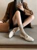 French Vintage Magnolia T-shaped Mary Jane Shoes For Women With A Shallow Neckline, Paired With A Skirt And Small Leather Shoes._vogvips.com