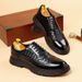 Fashionable Men's New British Black Business Formal Wear Derby Shoes Lace-up Leather British Brown Banquet Dress Wedding Leather Shoes_vogvips.com
