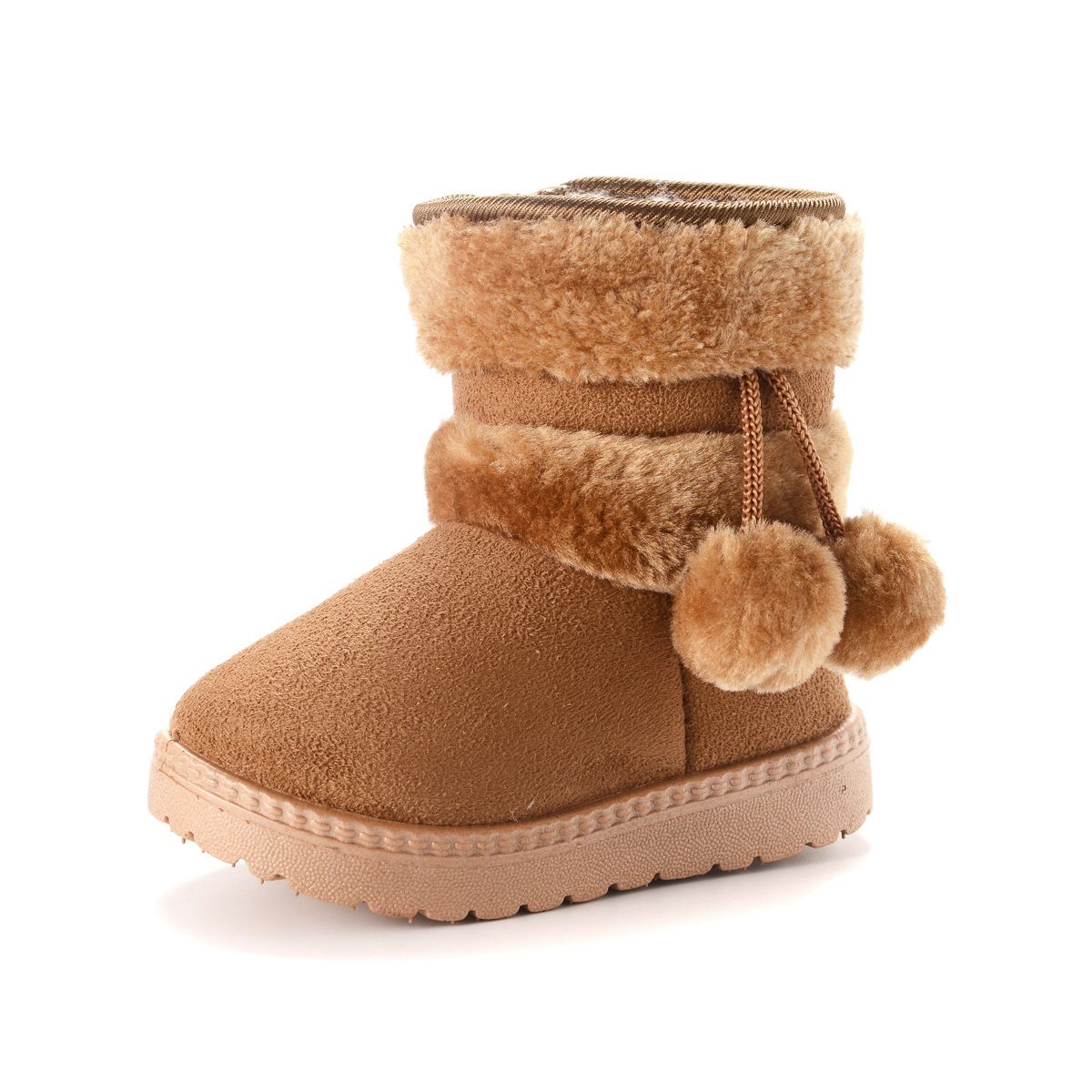 Children's Shoes 2025 Fur Ball Snow Boots, Thickened Children's Boots, Warm Cotton Shoes._vogvips.com