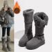 Grey Fleece Thick-soled Long Snow Boots For Women's Winter New Style Warm Cotton Shoes_vogvips.com