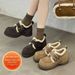 Cameido Fleece Warmth Retro Thick-Soled Insole Height-Increasing Burken Shoes For Women 2025 Winter, Frosted Cotton Shoes_vogvips.com