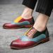 Euro Step Large Size Casual 2025 Summer New Brogue Men's Fashion Pointed Toe Small Leather Shoes Men_vogvips.com
