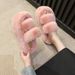 7cm Thick Hairy For Women's Outdoor Wear, 2025 New Autumn And Winter Flat Bottom Straight Warm Cotton Slippers_vogvips.com