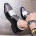 Euro Step Men's Fashion Summer Square Toe Top Layer Leather Business Formal Brogue Office Three-Joint Oxford Shoes_vogvips.com