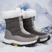 Women's Hiking New Autumn Winter High-top Large Size Cotton Shoes Long Fleece Warm Mid-calf Snow Short Boots_vogvips.com
