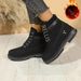 Women's Chunky Heel Ankle Boots With Faux Fur Lining - Slip-Resistant Round Toe Casual Winter Shoes For Women (Black, Brown, Beige, Pink, Yellow)_vogvips.com