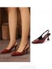 Style Wine Red Lady Pointed Stiletto Heels Patent Leather All Fashion Simple Backstrap Sandals_vogvips.com