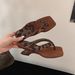 Chuyuji Retro Square-toed Wedge Flip-flops For Women, Summer Outdoor Thong Beach Sandals_vogvips.com