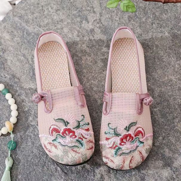 Women's Summer Slip-On Shoes Soft Sole Comfortable Breathable Embroidered Ethnic Style Old Beijing Cloth Mother's Footwear_vogvips.com