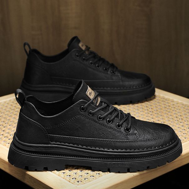 Autumn 2024 New Low-top Casual Sneakers British Business Leather Shoes Men's Fashion Workwear Martin Boots_vogvips.com
