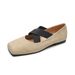Silver Ballet Shoes Women's Light Mouth Vintage Cross Strap Square Head Single Shoes Women's Soft Sole_vogvips.com