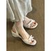 Retro Wedge Heel Bow Strap Sandals Wo, French Style, Perfect With Skirts, Square Open Toe, Stunning High Heels For_vogvips.com