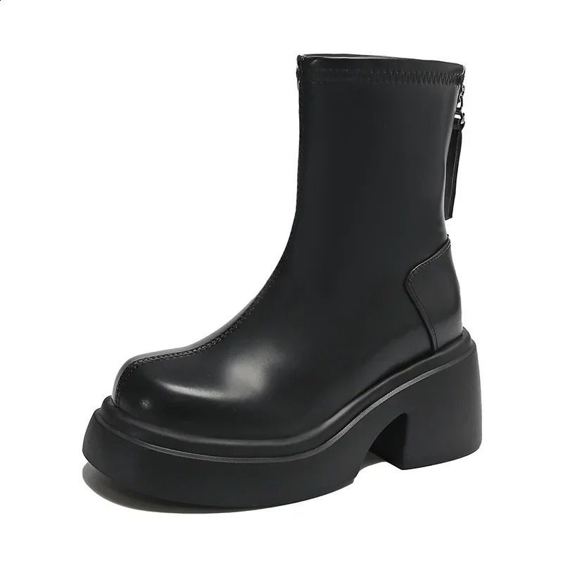Womens Thick Soled Autumn/winter Korean Trendy Short Height Increasing Comfort Platform Ankle Boots 240929_vogvips.com