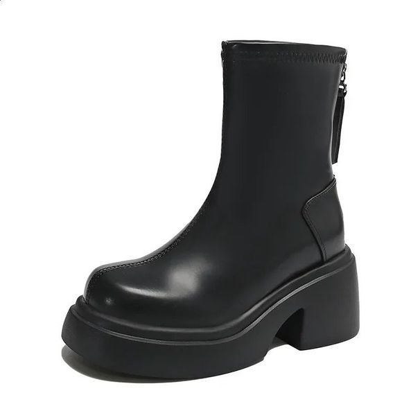 Womens Thick Soled Autumn/winter Korean Trendy Short Height Increasing Comfort Platform Ankle Boots 240929_vogvips.com