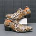 Street Heel Leather Shoes Men Pointed Toe Large Size Fashion Leopard Print Party High Heels_vogvips.com