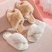 PVC Winter Slippers, Plush Cross Floor Cotton Slippers, Indoor Warm Home Plush Slippers_vogvips.com