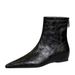 ShoeVault 6383-1 Retro Style Comfortable Height-Increasing Low Heel Wedge Wrinkled Pointed Toe Versatile Trendy Women's Winter_vogvips.com