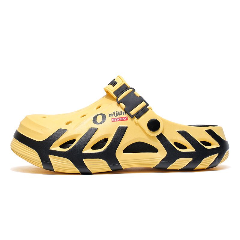 Men's Summer Outdoor Sports Anti-Slip Closed-Toe Couple Clogs Driving Beach Slippers Dual Wear_vogvips.com