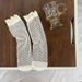 3 Pairs White Lace Thin Wooden Ear Edge Pile Spring Summer Socks Women's Ice Silk Sock_vogvips.com