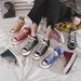 Spring New Canvas Women's , Hong Kong Style, 1970S Student Sports And Leisure Board Shoes, High Top Single Shoes_vogvips.com