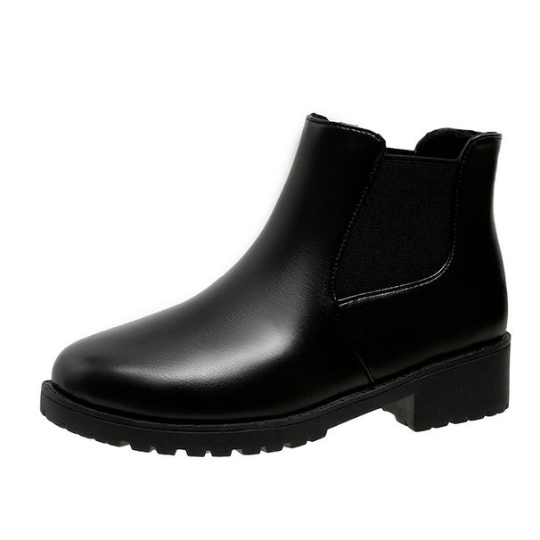 Plus Size For Women 2025 Spring And Autumn New Red Martin Round Toe Chunky Mid Heel Elastic Short Boots_vogvips.com