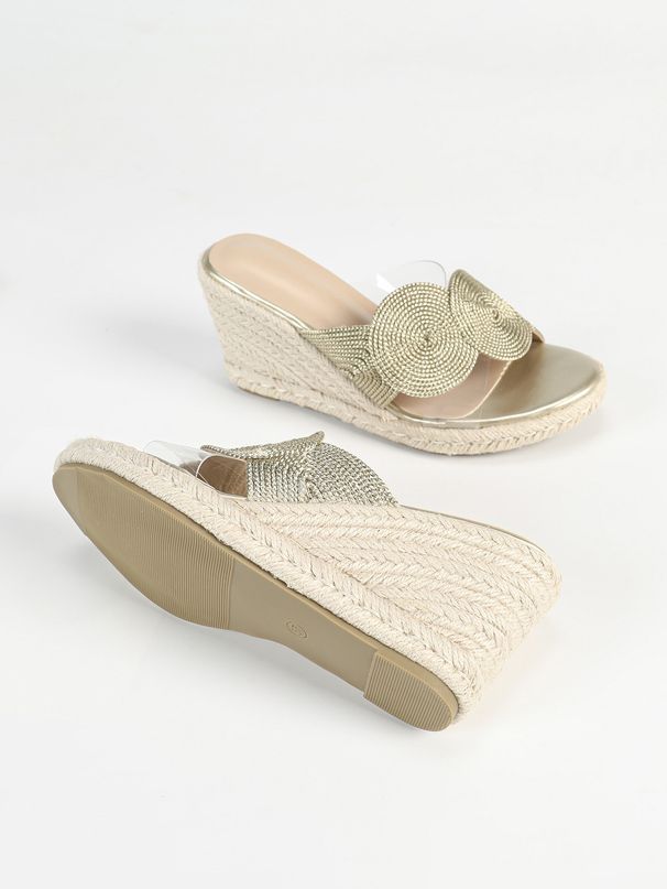 Straw Transparent Simple Hate Sky High Slope Heel Thick Bottom Waterproof Platform Women's Slippers Outside Wear Woven_vogvips.com