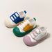 Kids' Color-Block Canvas Sneakers – Soft Rubber Sole, Slip-On Design For Toddlers & Children (Unisex, Pink/Blue/Green)_vogvips.com