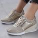 New Plus Size Women's Shoes With Thick Sole And Increased Height Inside, Round Toe Cross Strap Shoes, Casual Wedge Heels_vogvips.com