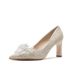 French-style Bridal Wedding Shoes Chunky Women, Champagne-colored With Rhinestones, Comfortable High Heels Suitable For_vogvips.com