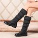 Winter New Snow Women, Mid-Heel, Thickened, Large Size, Warm Cotton Boots, Flat Heel, Round Toe, Lightweight, Casual_vogvips.com