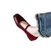Mary Jane Single Shoes Women's Flat Shoes Temperament Red With Skirt Evening Shoes_vogvips.com