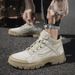 Medium Tube Men's Shoes Casual Outdoor Men's Pigskin High-top Leather Splicing Labor Insurance Tooling_vogvips.com