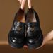 Women's Soft Thick-soled Loafers Petite Women, 2025 Autumn And Winter New Model, Camellia Leather With Plush Lining,_vogvips.com