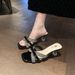 2025 Summer New Bowknot Slide With Rhinestones, Fashionable Daily Style, Elegant Outdoor Thin-Heeled Sandals For Women_vogvips.com