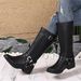 Women's Stylish Low-Heel Riding Boots - Classic Black PU Leather Knee-High Boots For Casual & Office Wear_vogvips.com