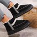 Cozy Ethnic Style Slip-On Snow Boots - Soft Suede Upper With Plush Fleece Lining - Warm Winter Indoor Outdoor House Shoes With Flat Sole_vogvips.com