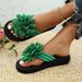 36-44 Women's Handmade Flower Decorated Flip Flops Slippers For Beach Vacation Casual Comfortable Flat Sandals Red Shoes_vogvips.com