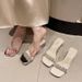 French-style 2025 New Summer Model With Crystal Chunky Heels, Transparent And Elegant, Versatile Mid-heel Rhinestone_vogvips.com