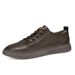 Black Textured Small Leather Shoes Men's Shoes Low-top Breathable Hollow Sports Style Casual Men's Board Shoes_vogvips.com