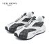 VICKI BROWN Men's Logo Print Patchwork Leather Platform Sneakers, Soft Padded Insole Comfort Non Slip Rubber Sole Fashion Casual Daily Walking Shoes_vogvips.com