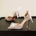 6692X-201-203 Floral Bow Strap High Heels Women's Wedding Shoes Sequined Pointed Toe Thin Heel Hollow Design_vogvips.com
