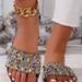 Women's Summer Flat Slippers Rhinestone Print Casual Beach Sandals Stylish Everyday Design_vogvips.com